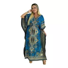 Vestido Kaftan Indiano Longo Estampado Plus Size - Cod. 1204