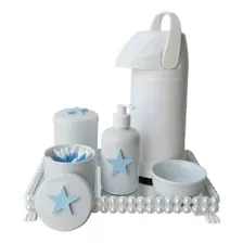 Kit Higiene Bebê Porcelana Pote Algodão Térmica K023 Estrela