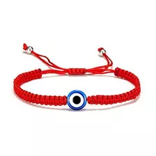 Pulsera Roja Ojo Turco Hilo Trenzado Protección Vibra Suerte