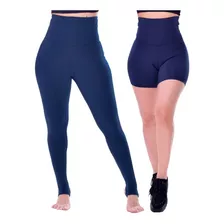 Kit Calça Legging E Bermuda Modeladora Em Suplex Ginastica