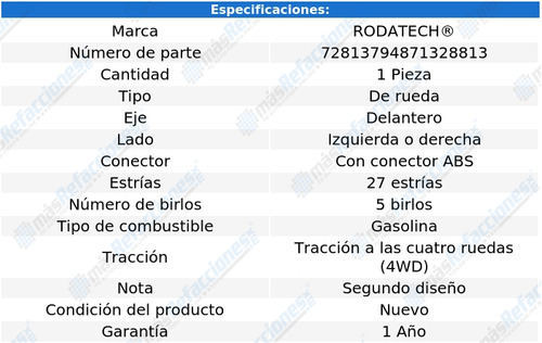 1 Maza De Rueda Del Izq/der B3000 V6 3.0l 01 Al 02 Rodatech Foto 5