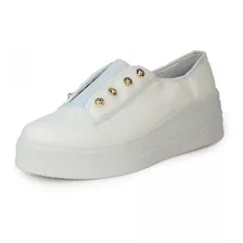 Tênis Slip On Flatform Botões Napa Branco 146344b