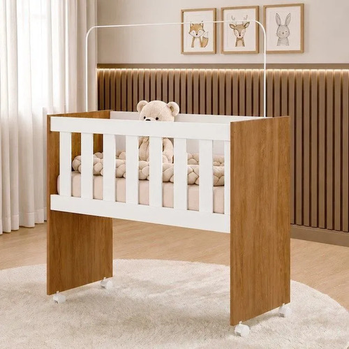Mini Berço 100% Mdf Com Colchão 5 Em 1 Ariel Wt Branco/ype