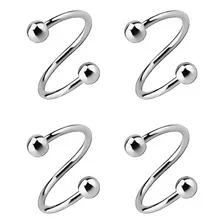 Piercing Espiral Twist 14mm X 3mm 16g 4 Plug Bola Plateado 