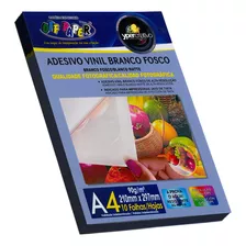 Adesivo Vinil Branco Fosco Mate A4 90g 10 Fls Jato De Tinta