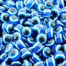 Bolinha Miçanga Olho Grego P/ Bijuterias- Azul- 10mm- 100pçs