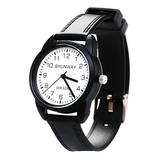 Relógio Analógico Masculino Shunway 50m Silicone Preto