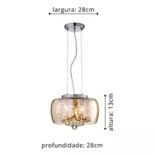 Lustre Pendente Bacia De Cristal 28 Cm De Diâmetro Cor Âmbar