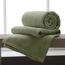 Cobertor Manta Casa Laura Enxovais Microfibra 2 Corpos Verde Sage Com Design Liso De 2.2m X 1.8m