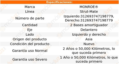 (2) Bases Amortiguador Del Strut-mate Trans Sport 97/99 Foto 3