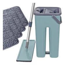 Rodo Flat Mop E Balde Lava Seca Profissional + 4 Refil