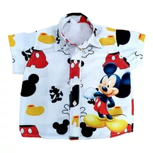 Camisa Social Mickey Aniversário Festa Infantil Menino