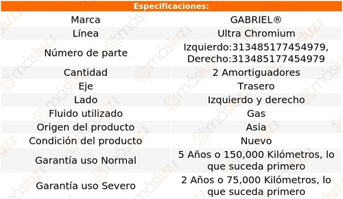 Kit 2 Amortiguadores Tra Gas Ultra Chromium Koleos 09/14 Foto 2