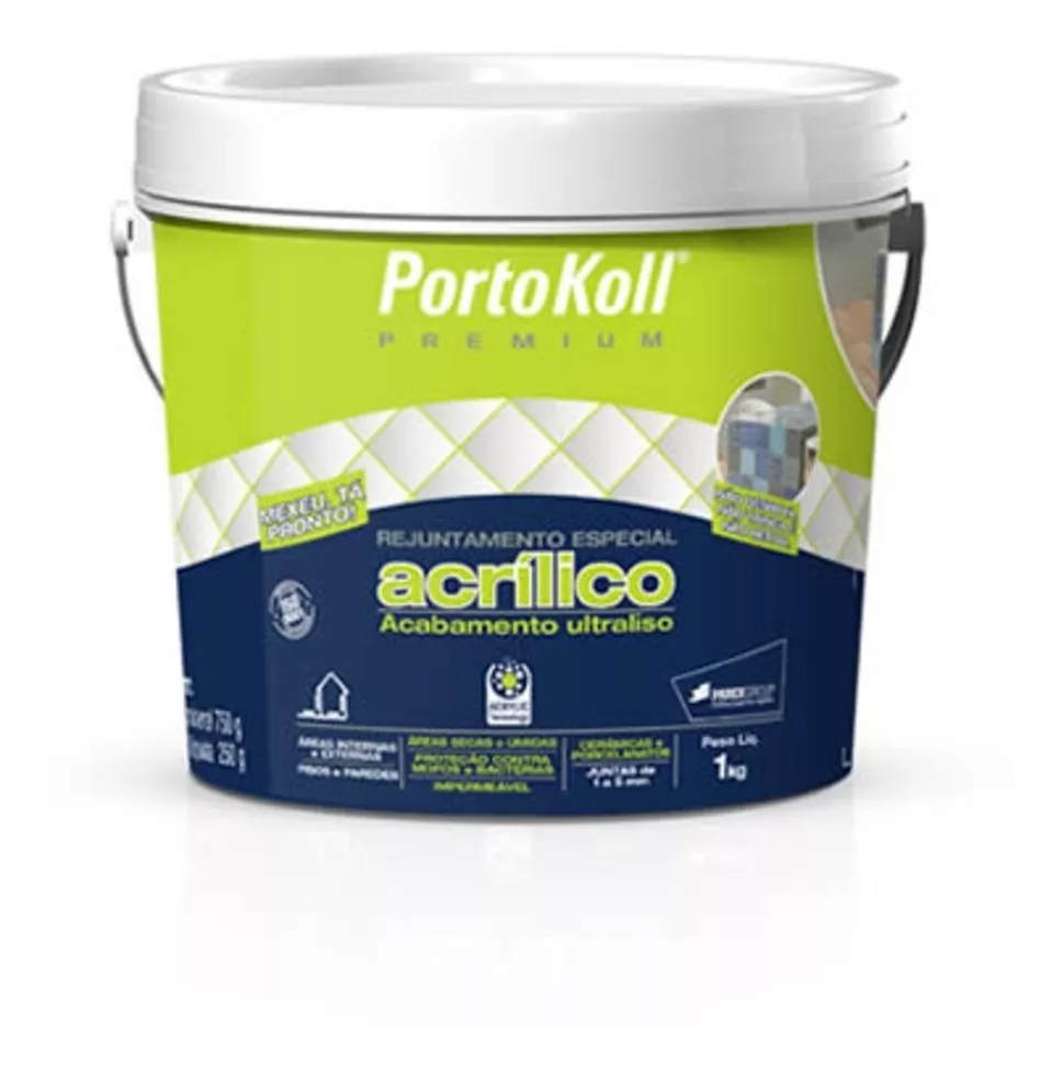 Rejunte Acrílico Premium Portokoll 1 Kg Branco Brilhante
