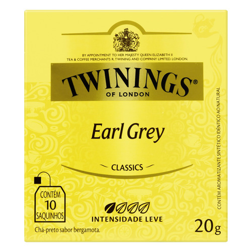 Chá Twinings Preto Earl Grey Em Sachê 20 G 10 U