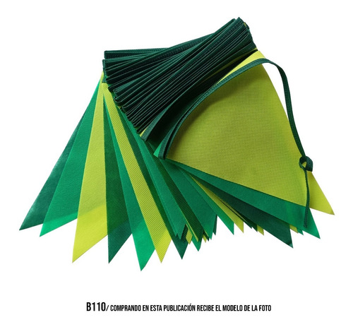 Banderines Tela Friselina X 10 Mts - Gama De Verdes / Verde