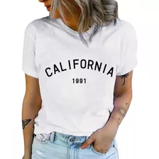 Blusa Camiseta Feminina Califórnia T-shirt Básico Dia A Dia
