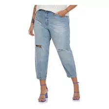 Calça Feminina Baggy Plus Size Secret Glam Azul