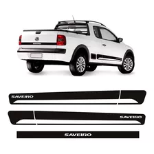 Faixas Saveiro G5 G6 2014/ Adesivos Lateral E Traseiro Preto