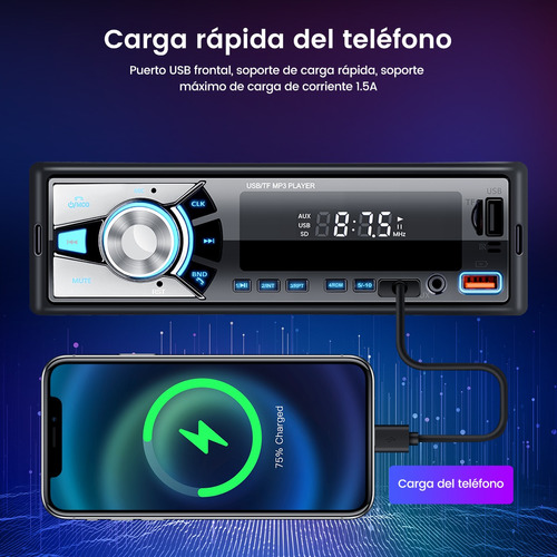 Auto Estereo Coche Reproductor Mp3 Radio Con Bt Aux Usb Sd Foto 9