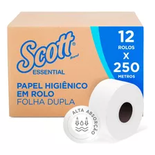 Papel Higiênico Scott Essential Folha Dupla 12 Rolos De 250m