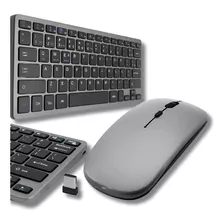 Teclado E Mouse Kit Sem Fio Recarregável Bluetooth Usb Preto