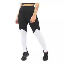 Calça Legging Fitness Academia Preta Com Branca