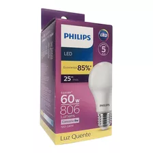 Lâmpada Led 9w Philips E27 Residencial Luz Amarela Bulbo 60w