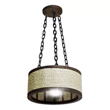 Luminária Lustre Pendente Teto Roda Corda Sisal P Rustica