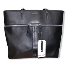 Bolsa Negra De Piel Nine West De Mano Grande Para Laptop