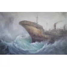 Quadro Navio Pintado A Mão Artista Pianura