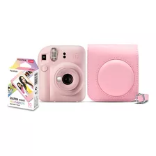 Kit Câmera Instax Mini 12 Rosa + 10 Poses + Bolsa Rosa Gloss