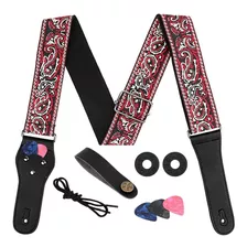 Strap Guitarra Ajustables Correa Con Porta Plumillas 5 Pzas