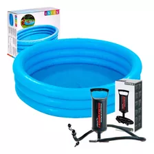 Piscina Azul Cristal 581l 58446 Com Bomba De Ar Manual Intex