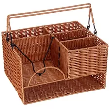 Poly-wicker Tabletop Cutlery Organizer | Woven Polyprop...