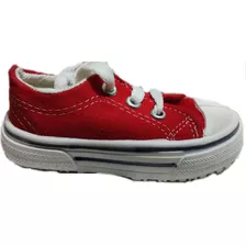 Zapatillas Elton Lona Rojo Y Negro Cordon T 20 A 26 Escolar