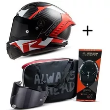 Capacete Ls2 Ff805 Thunder Carbon Racing 1 Vermelho E Branco Tamanho Do Capacete 55/56 (s)