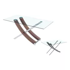 Mesa Comedor Elegante Vidrio Metal Cromado Boheme 6 Puestos