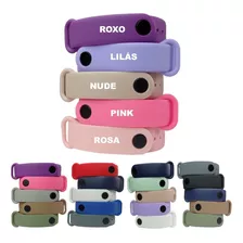 Kit De 5 Pulseiras Silicone Para Mi Band 4 Diversas Cores Cor Da Pulseira Roxo Purple / Lilás Oxford / Nude Areia / Rosa Pink / Rosa