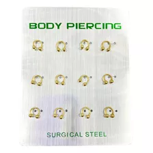 Kit 12 Piercing Ferradura Septo Preteado De Aco Cirurgico