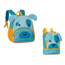 Kit Mochila Costas 13 E Lancheira Pets Cachorro Azul - Clio