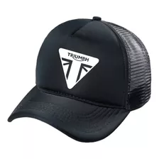 Boné Telinha Moto Triumph Tiger Trucker Grau Logo Triangulo