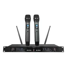 Microfone Sem Fio Wireless Uhf De Mão Duplo Profissional 60m Cor Preto