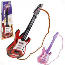 Guitarra De Brinquedo Criança Infantil Musical Com Luz E Som