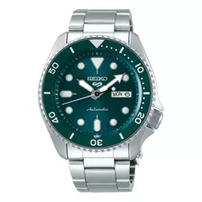Reloj Seiko 5 Srpd61 K1 Automatico Acero Color De La Malla Plateado Color Del Bisel Verde Color Del Fondo Verde