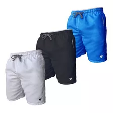 Kit 3 Shorts Praia Masculino Bermuda Verão Academia Treino