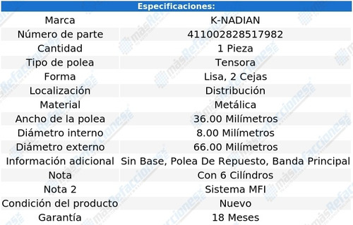 Polea Tensora Distribucion K-nadian Saturn Ls2 V6 3.0l 00 Foto 3