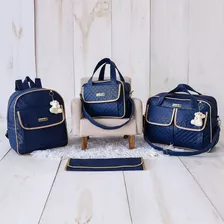 Kit Bolsa Saída Maternidade Masculino Com Mochila Bebê Cor Azul-marinho