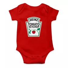 Body Vermelho Infantil Ketchup Molhos Mêsversário 