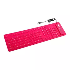 Teclado Para Pc Qwerty Green Leaf Flexible 18-8338 Color Del Teclado Rosa